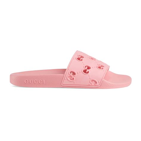 gucci slide pink rubber|Gucci rubber pursuit g slides.